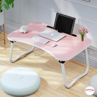 Bàn Học Gấp Gọn Thông Minh Có Khe Cắm Ipad Chất Liệu Nhựa Giả Gỗ br00776
