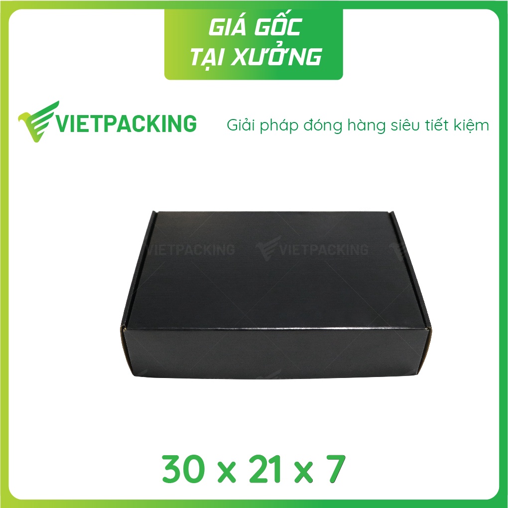 30x21x7 - 8 hộp carton nắp gài hông màu đen phủ vanish đựng quần áo V183