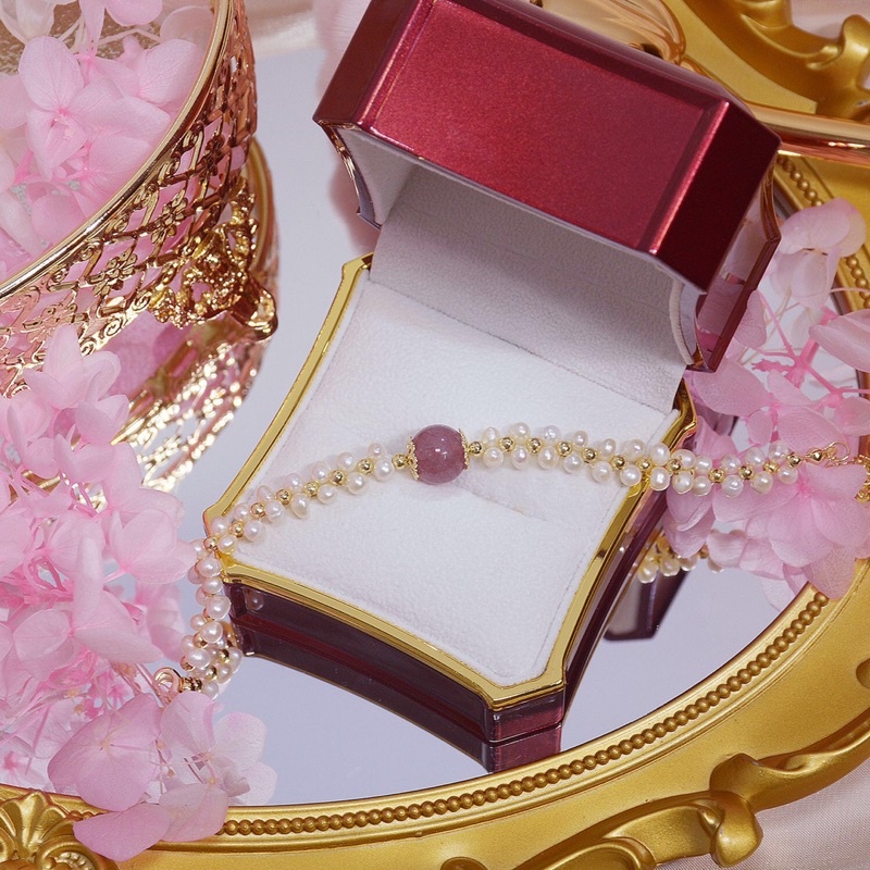 Vòng tay hạt đan 5ly mix đá hồng