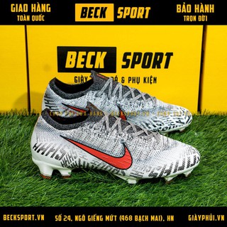 Giày Bóng Đá TQ Mercurial Neymar Elite360 Trắng Đen Vạch Đỏ FG
