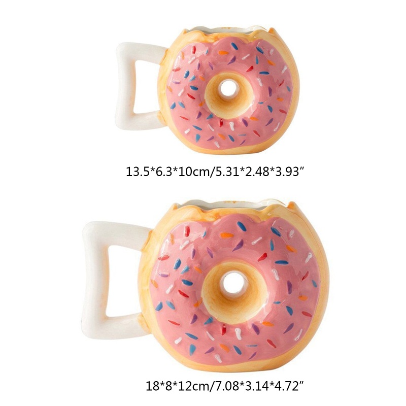 Aoto Cốc Sứ Hình Bánh Donut Miệng To Nghệ Thuật Trang Trí Bàn Ăn Phòng Khách Tại Nhà