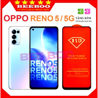 Kính cường lực Oppo Reno 5/ 5G - Siêu chuẩn 100% - Full màn hình 11D và trong suốt - Độ cứng 9H [Free Ship 50K]