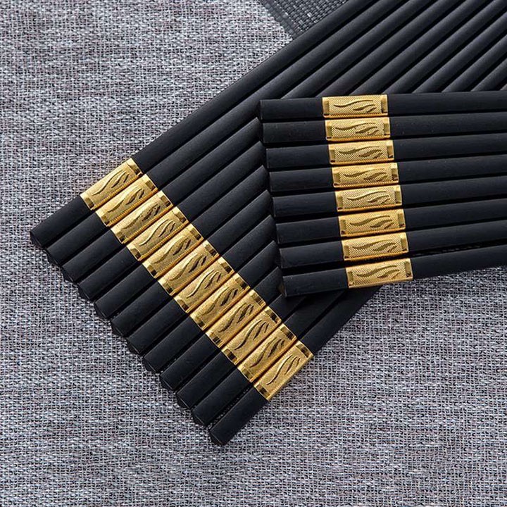 bộ 10 đôi đũa mạ vàng hàn quốc cao cấp - chống trơn, chống mốc bền màu - KOREA DESIGN DÀI