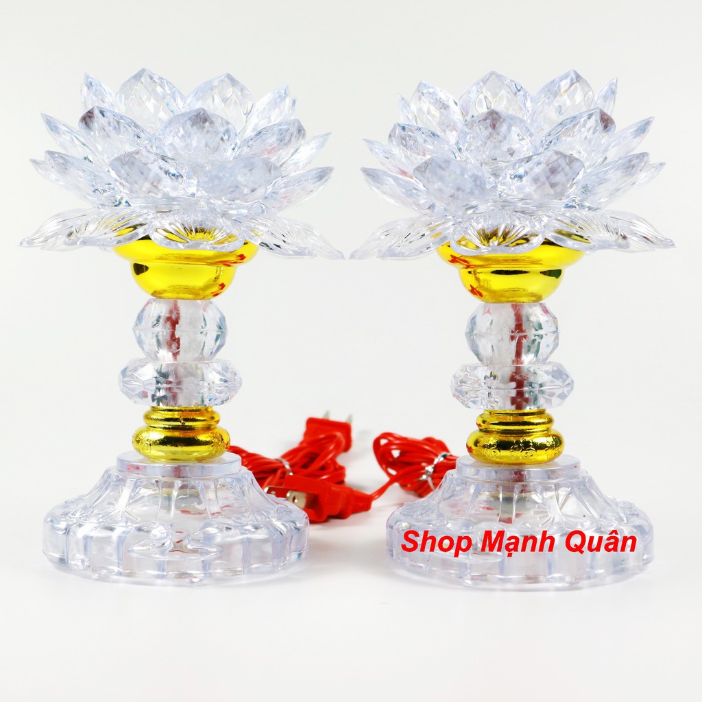 Bộ 2 đèn thờ cúng hoa sen đổi 7 màu, bàn thờ tổ tiên, ông bà, thờ phật, ông địa, thần tài - đèn thờ