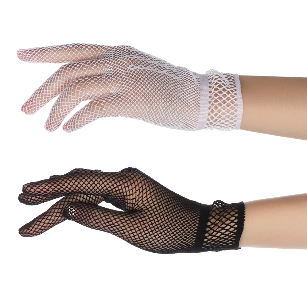 MIHAN1 Party Mesh Fishnet Gloves Evening Party Accessory Lace Finger Bride Mittens Prom Costume Nylon Wedding White Black Elegant Uv-proof Driving/Multicolor