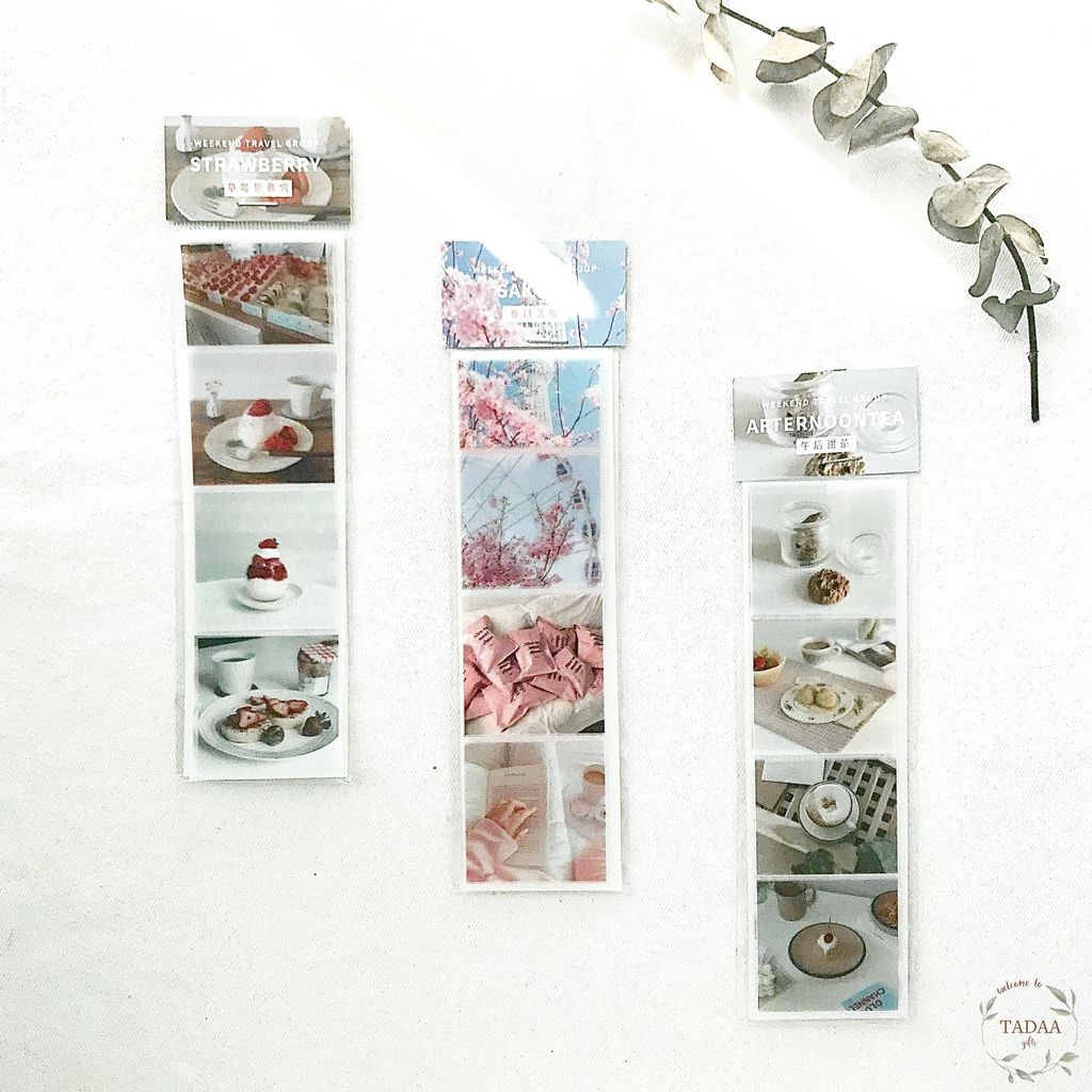 Set 6 sticker hình ảnh vintage trong suốt hoa đào và bánh kem trang trí