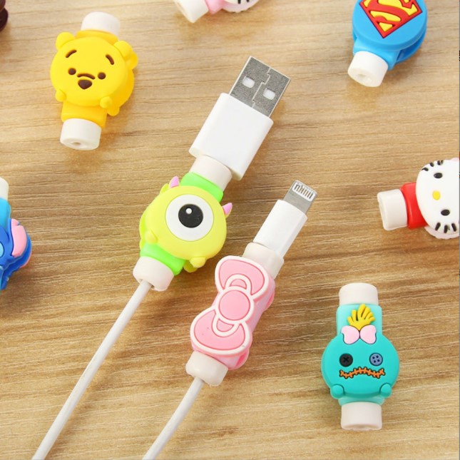 Phụ kiện bảo vệ đầu sạc dây cáp sạc chống đứt gãy cho tai nghe dây iphone lighting samsung oppo hình thú ngộ nghĩnh