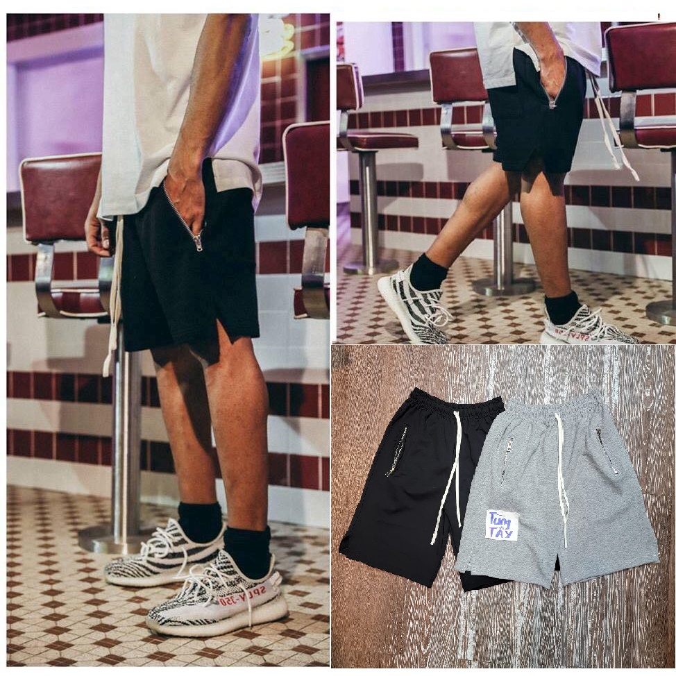 Quần Short V Khoá Zip Túi Kiểu Dáng Unisex Thoải Mái Cho Mùa Hè
