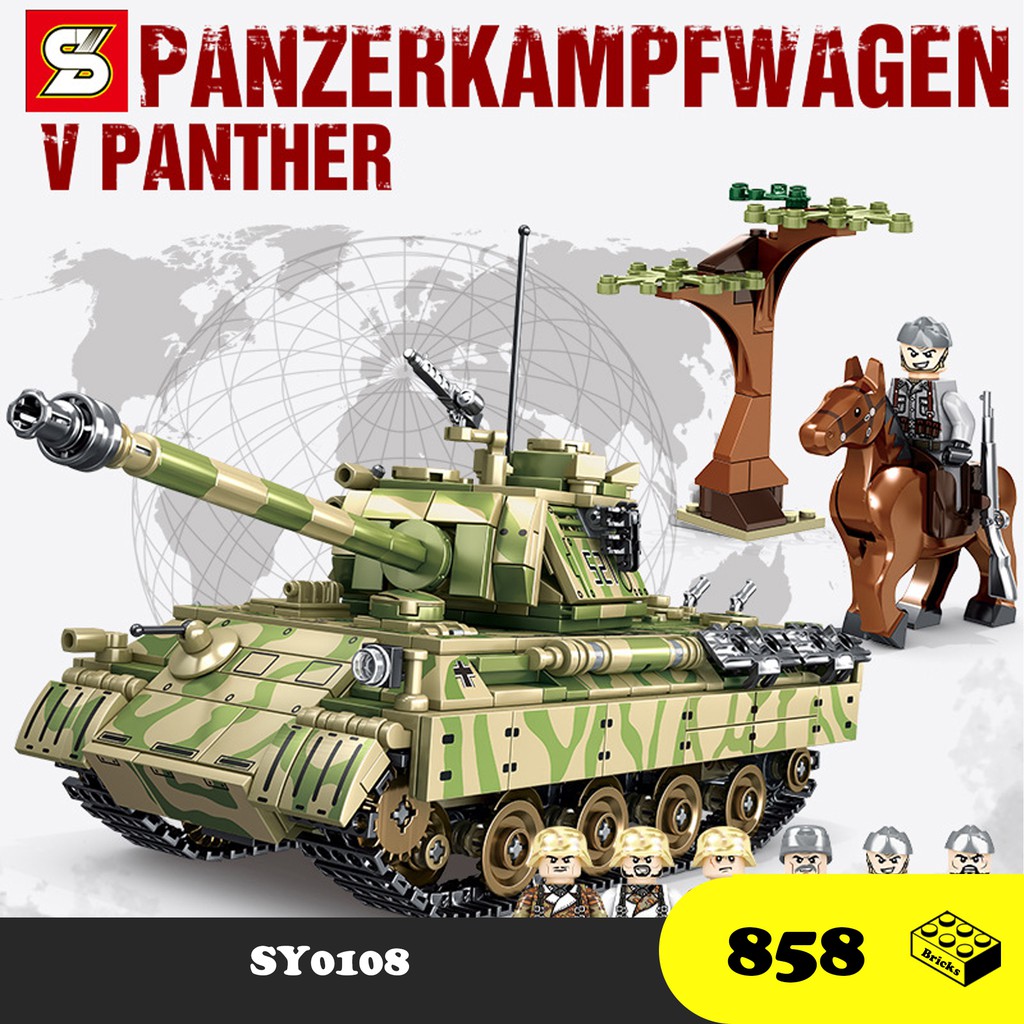 Đồ chơi Lắp ráp Xe Tăng Panzerkamfwagen V Panther - SY0108 German Tank - Mô hình thông minh - Xếp hình thông minh