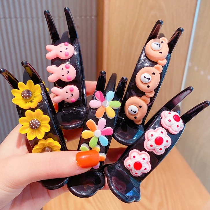 ( #Cặp_tóc_càng_cua ) Kẹp/Buộc/Cột Tóc Càng Cua 3 Răng 5 Răng Đính Hoa KEP5935