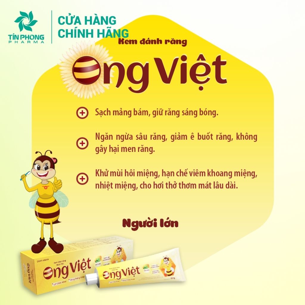 Kem Đánh Răng Dược Liệu Ong Việt Chăm Sóc Lợi Chắc Khỏe, Hạn Chế Mảng Bám, Giúp Răng Trắng Sáng Tuýp 150gr TMP024