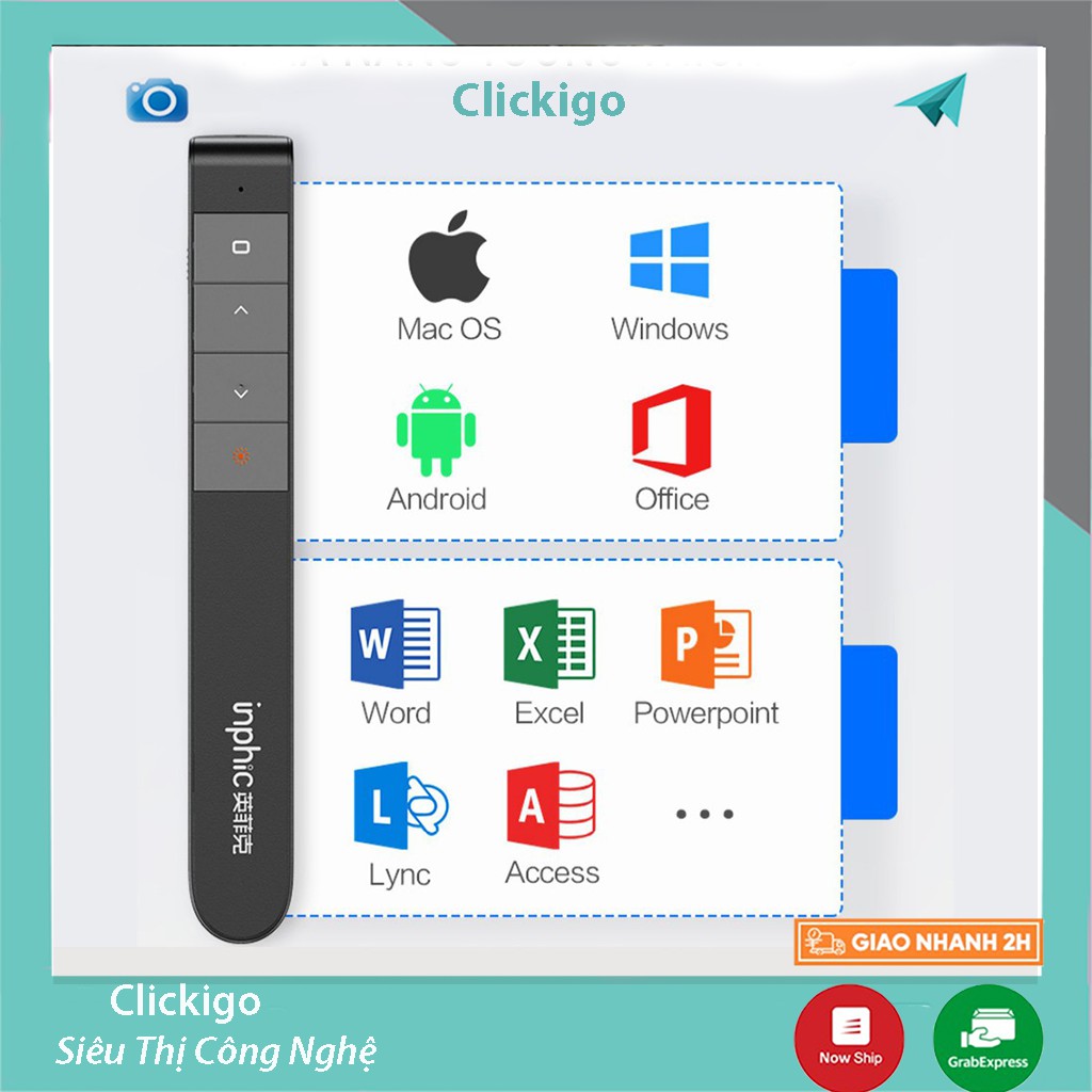 Bút Trình Chiếu Powerpoint Thuyết Trình Laser inphic L1P Chiếu Slide Điều khiển 2 Màn Hình / không dây