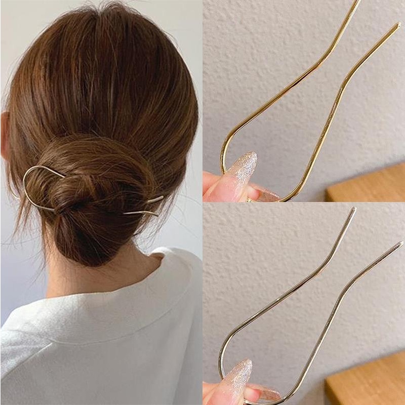 Kẹp Tóc Đuôi Ngựa Hình Chữ U Bằng Hợp Kim Cho Nữ