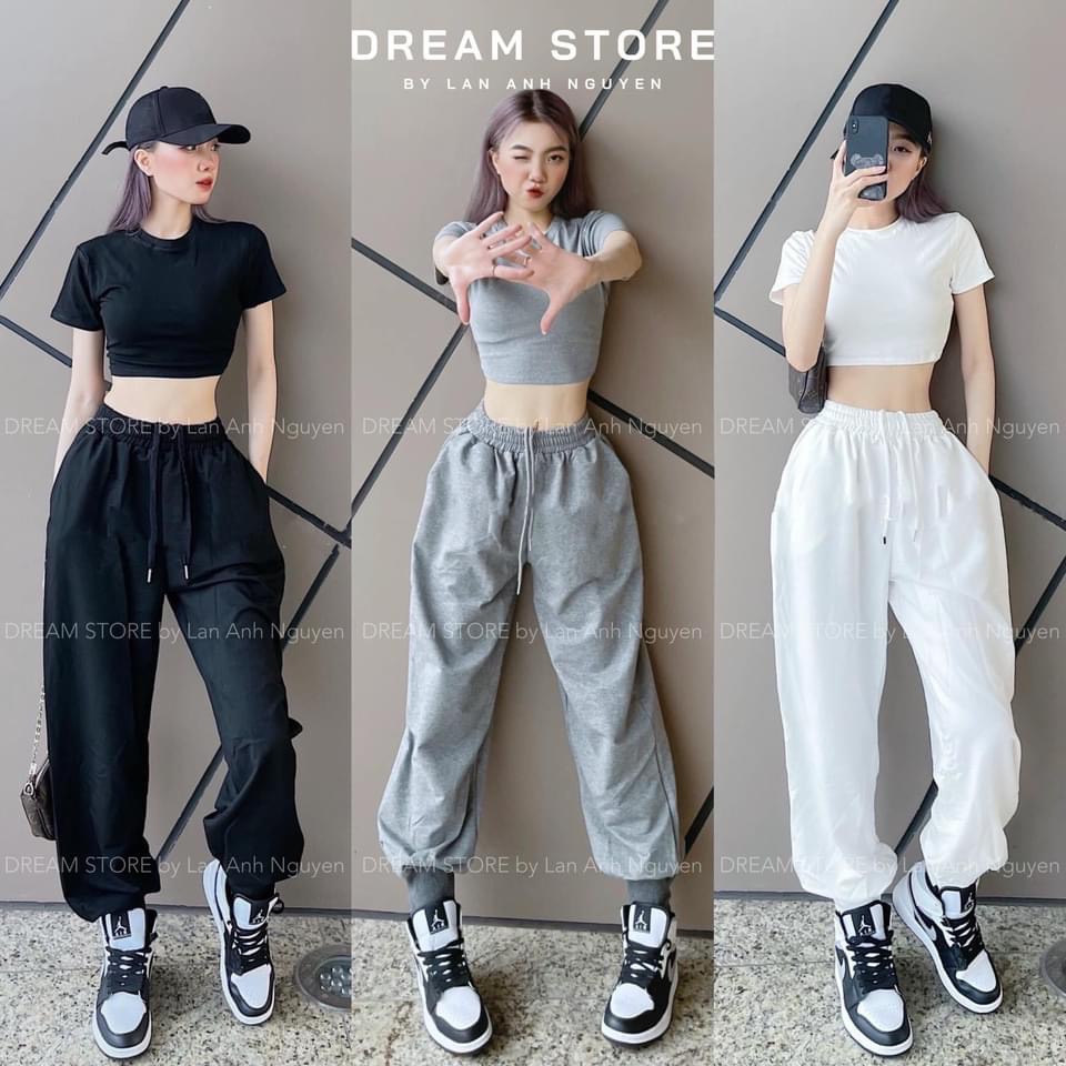 Bộ croptop trơn basic thể thao đồ bộ nữ cotton siêu cá tính TT10134