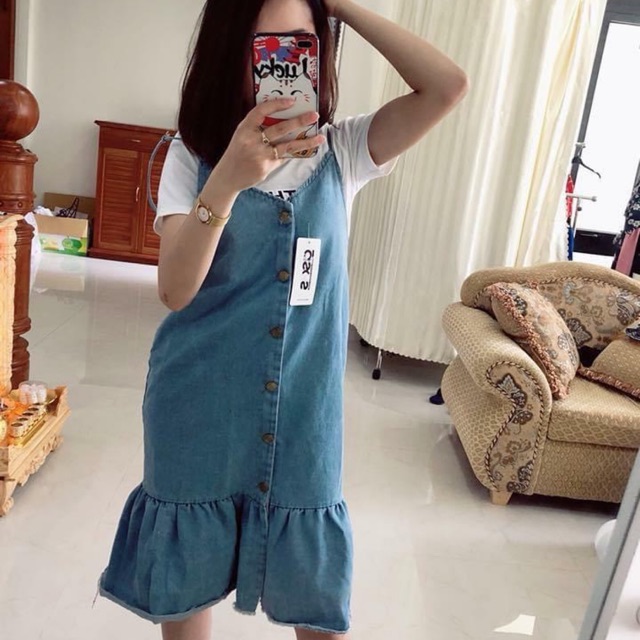 Đầm yếm jean đuôi cá ( ko kèm áo) px236 pass 70k