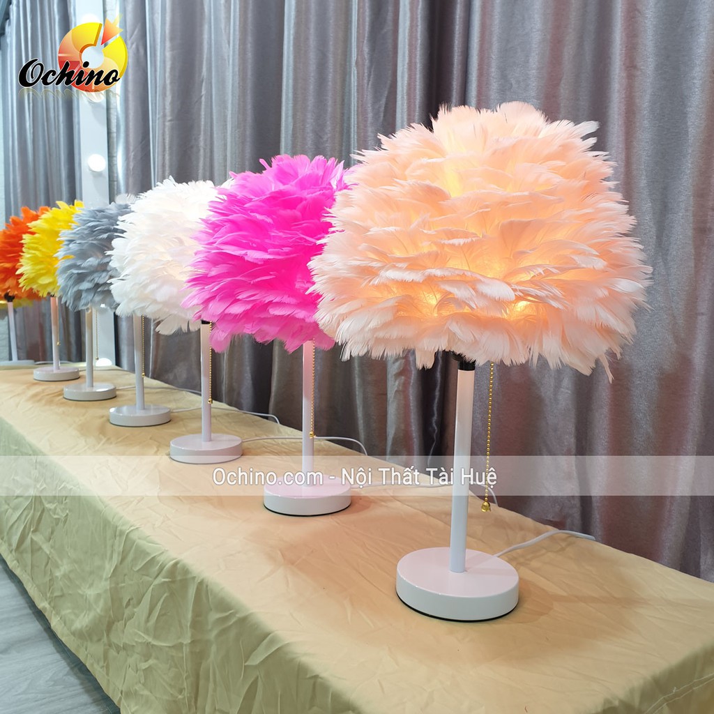 Đèn Ngủ Lông Vũ, Đèn Mây Trang Trí Phòng Ngủ Sang Chảnh (Có SẴn)