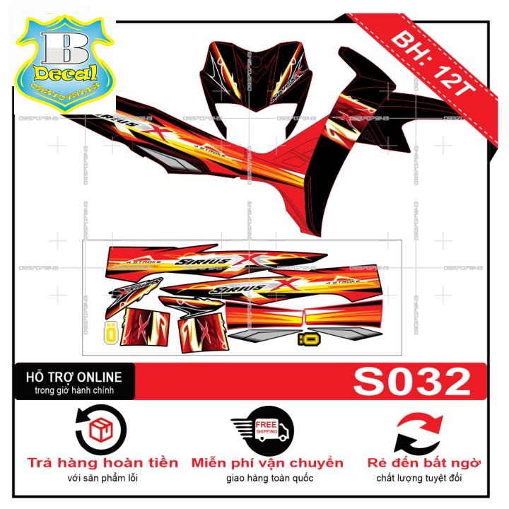 ( Quí khách vui lòng mang ra tiệm cho thợ dán ) Tem sirius X đỏ đen S032 [Bi Decal]