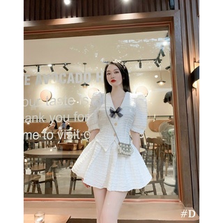 SET BỘ ÁO VEST NƠ PHỐI CHÂN VÁY BIG SIZE ĐI TIỆC MÀU TRẮNG/ ĐEN ( CÓ HỎA TỐC)