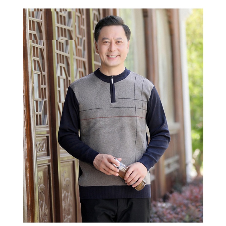 Áo len người già, áo len ông già cổ tròn _hàng sẵn 🎉🎉