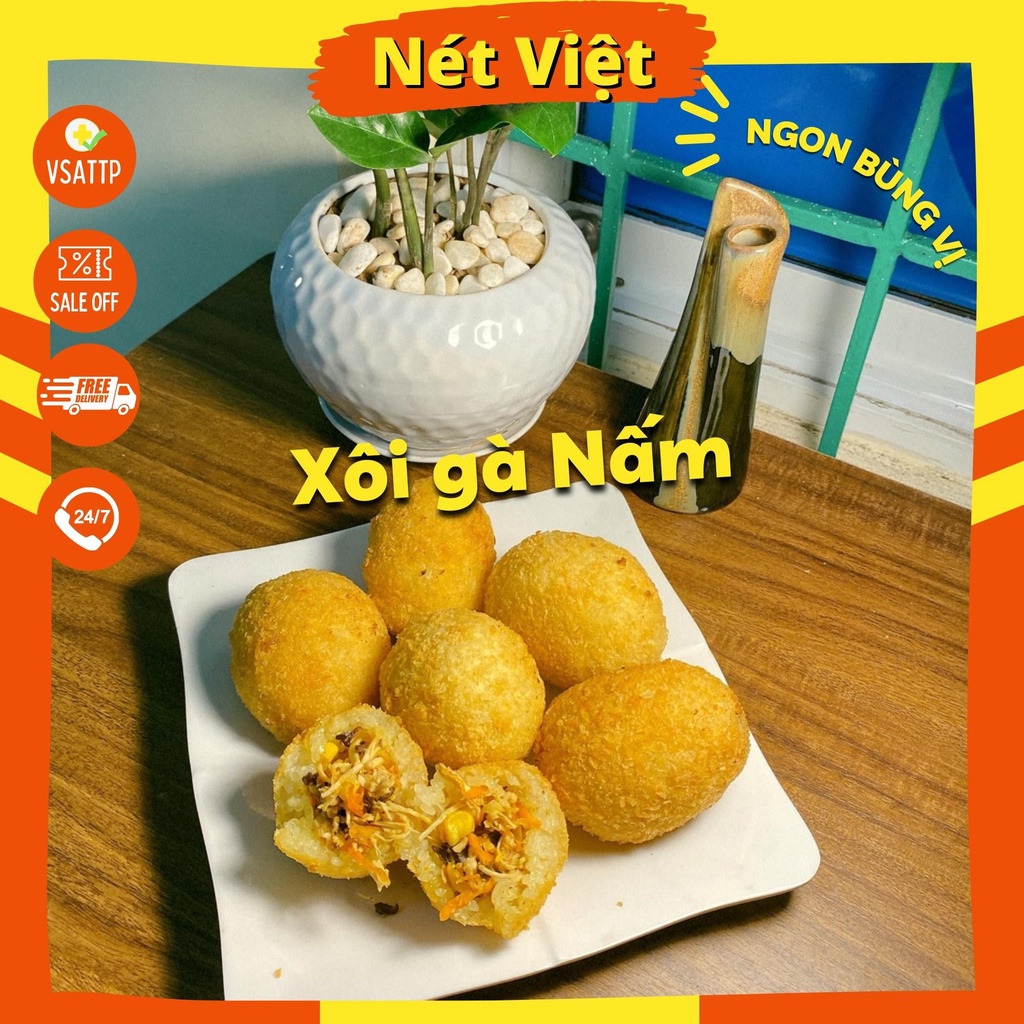 Gà Bó Xôi Chiên, Xôi Gà Nấm Mini Nét Việt, Khay 10 Viên