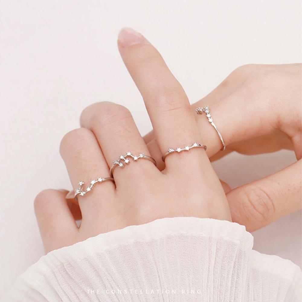 QQMALL Nhẫn Đồng 12 Cung Hoàng Đạo Màu Sắc Đơn Giản Thanh Lịch Làm Quà Tặng