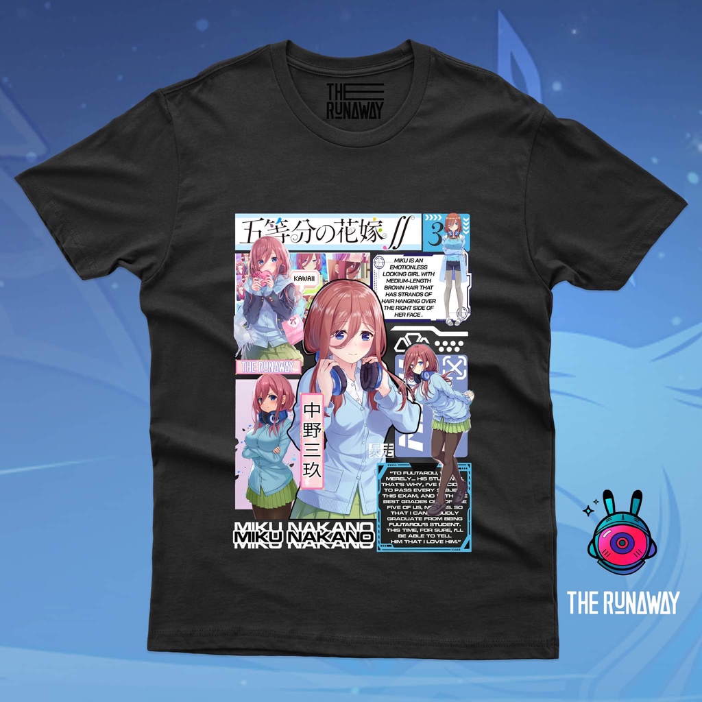 BLAG /Áo phông Otaku Waifu: Nakano Miku 100% cotton cho Nam / Nữ by The Runaway!