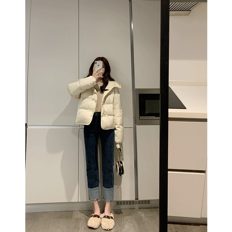 Áo Khoác Phao Mỏng Giả Lông Vịt Trắng Phong Cách Retro | BigBuy360 - bigbuy360.vn