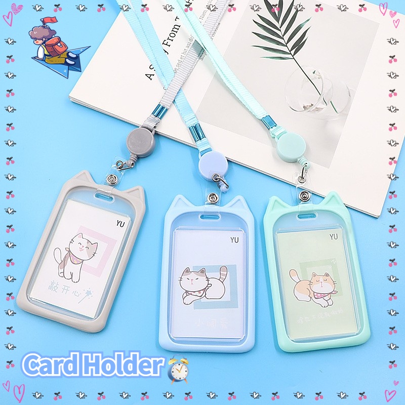 1 Vỏ Đựng Thẻ ID / Thẻ ID Hình Hoạt Hình Dễ Thương Có Dây Rút