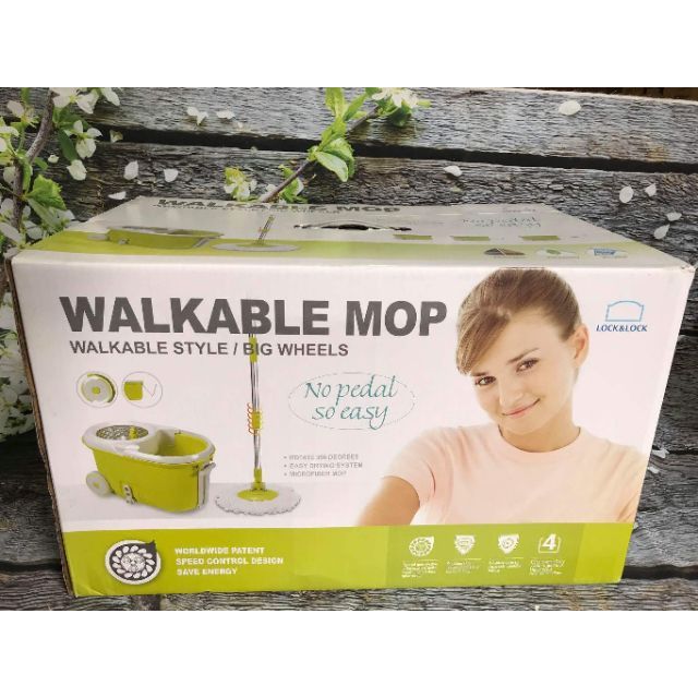 BỘ LAU NHÀ 360 ĐỘ LOCK&LOCK WALKABLE MOP-L003 XANH LÁ