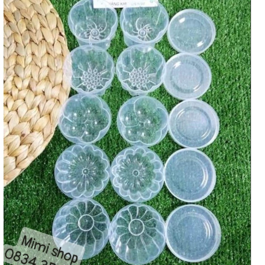 Set 10 khuôn làm thạch rau câu, bánh da lợn hình hoa có nắp đậy chuẩn hafaco (kèm ảnh thật)