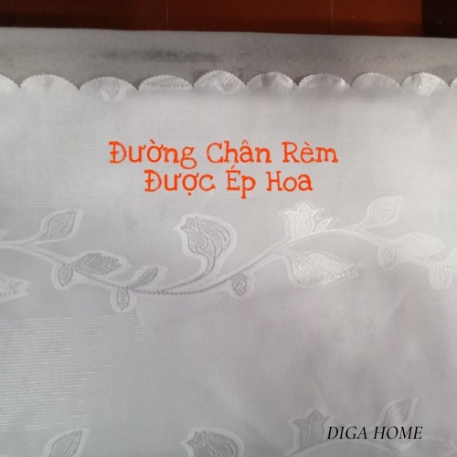 Rèm Voan Trắng Thêu Hoa Cao Cấp - Trang Trí Xinh Xắn Nhiều Kích Thước-DIGA HOME