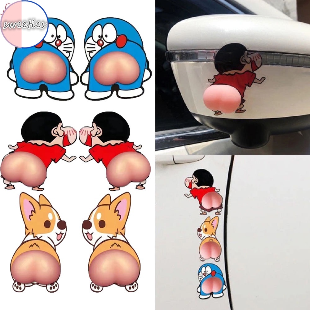 Bộ 2 Miếng Dán Cửa Xe Hơi Bằng Cao Su Chống Va Chạm Chống Trầy Xước Họa Tiết Hoạt Hình Dễ Thương