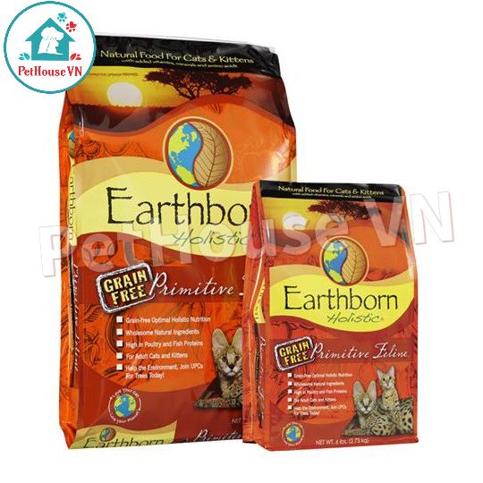 EARTHBORN PRIMITIVE FELINE - Túi 50G Thức Ăn Hạt Cho Mèo Và Mèo Con Vị Gà, Cá Hồi & Cá Trích Hàng Chính Hãng