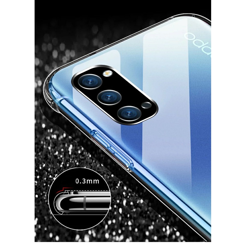 Ốp lưng Oppo Reno 4 / Reno 4 4G dẻo trong suốt lồi 4 góc chống sốc lâu ố vàng