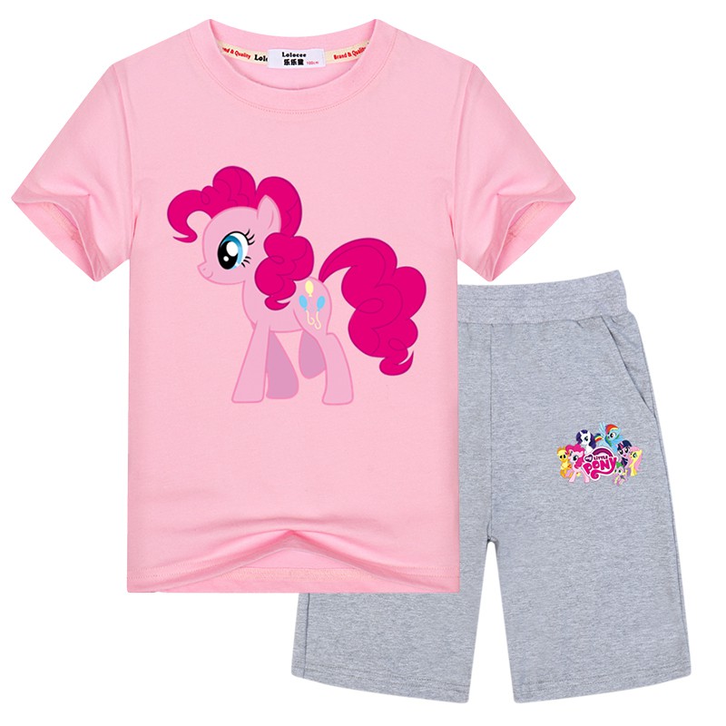 MY LITTLE PONY Bộ Đồ Gồm 2 Món Áo Thun + Quần Short In Hình Ngựa Con Cho Bé Gái