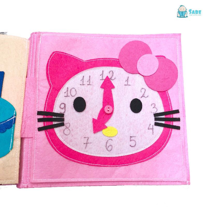 [ Freeship 70k ] Sách vải cho bé gái bìa hình hello kitty - Một ngày tới trường