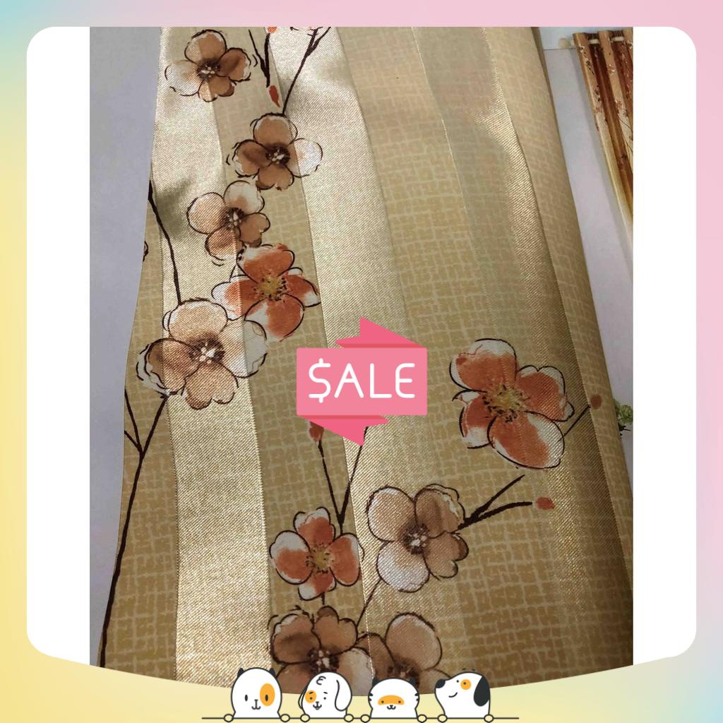 Rèm phòng, rèm cửa GẤM 2 MẶT- Họa tiết hoa mai mùa xuân. Ghi chú: Nhận số đo theo yêu cầu