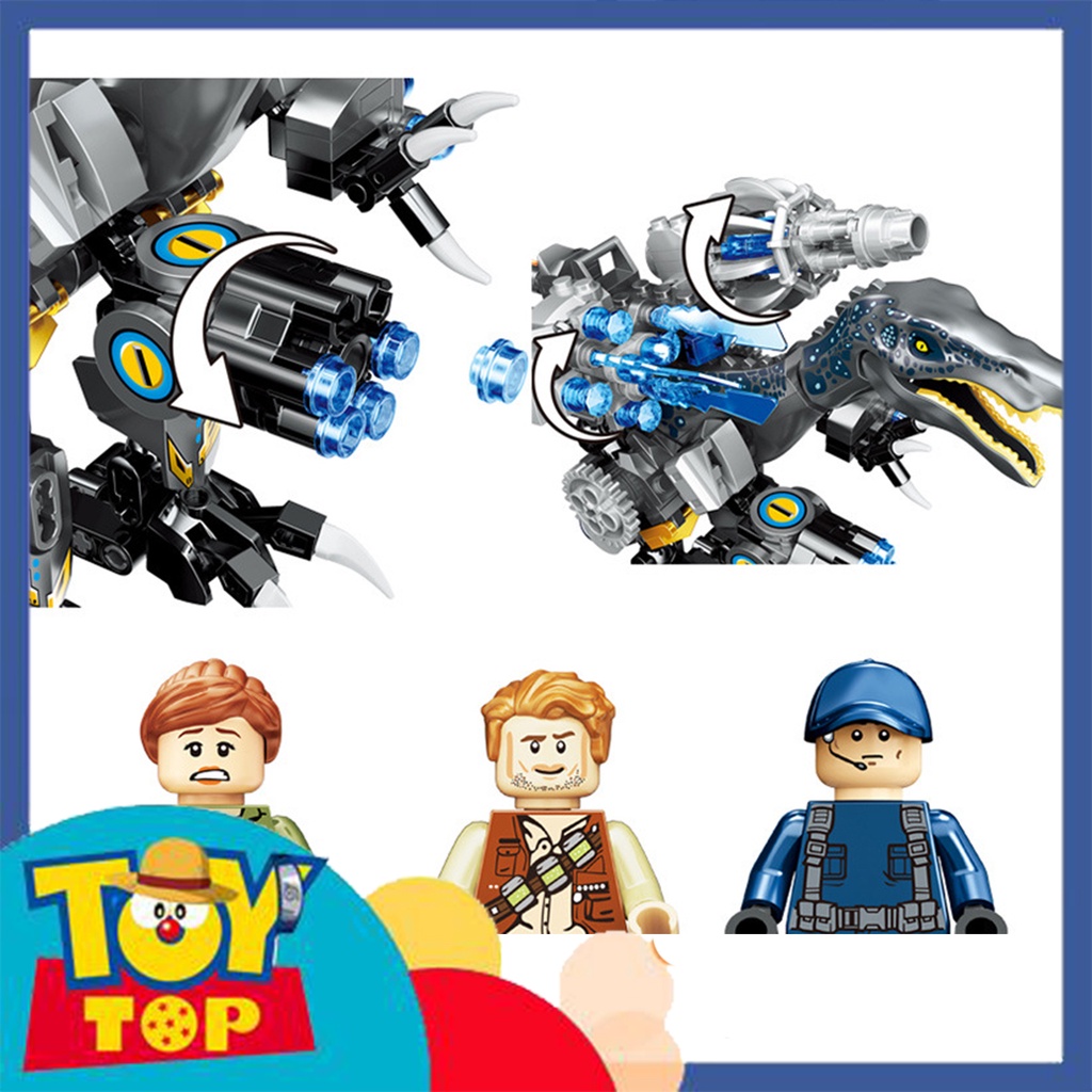 Đồ chơi lắp ráp ghép công viên khủng long máy với vũ khí tấn công nổi loạn xếp hình PRCK 69029 với 368 mảnh