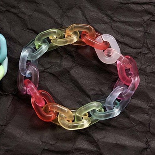 Vòng Đeo Tay Nhựa Acrylic Trong Suốt Màu Sắc Cầu Vồng Thời Trang Phong Cách Hàn Quốc