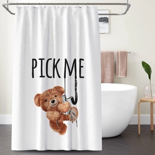 Rèm che bồn tắm bằng vải polyester chống thấm nước chống nấm mốc hình gấu