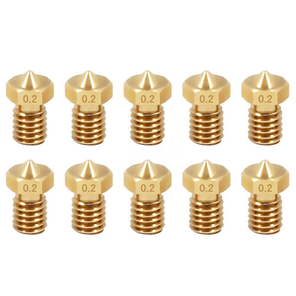 10pcs/lot V6 Nozzle 1.75mm Stainless Steel/ Brass Nozzles 0.2 0.3 0.4 0.5 0.6mm for 3D Printer Parts