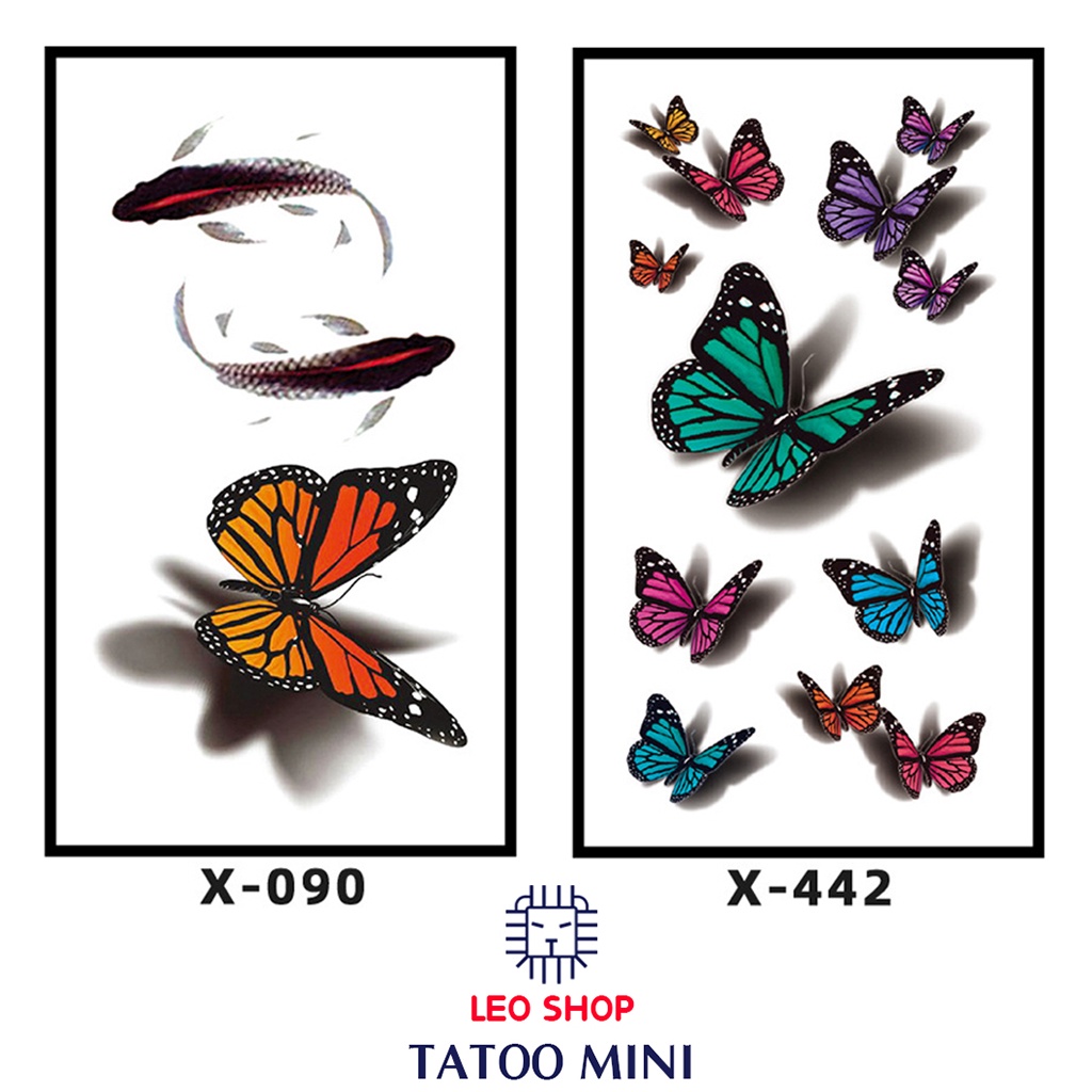 Hình Xăm Dán Mini Bướm 3D (10x6cm)
