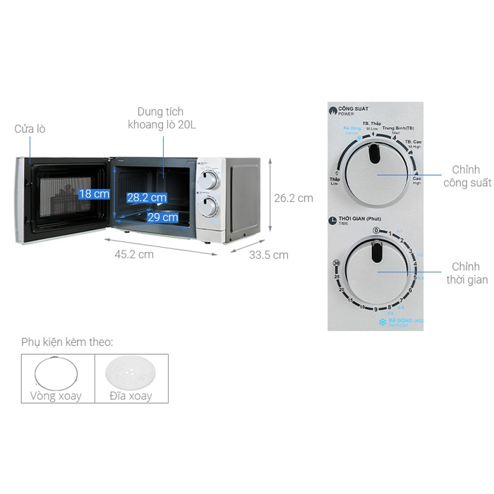 Lò vi sóng Cơ Sharp R-209VN-SK 20 lít-Chính Hãng