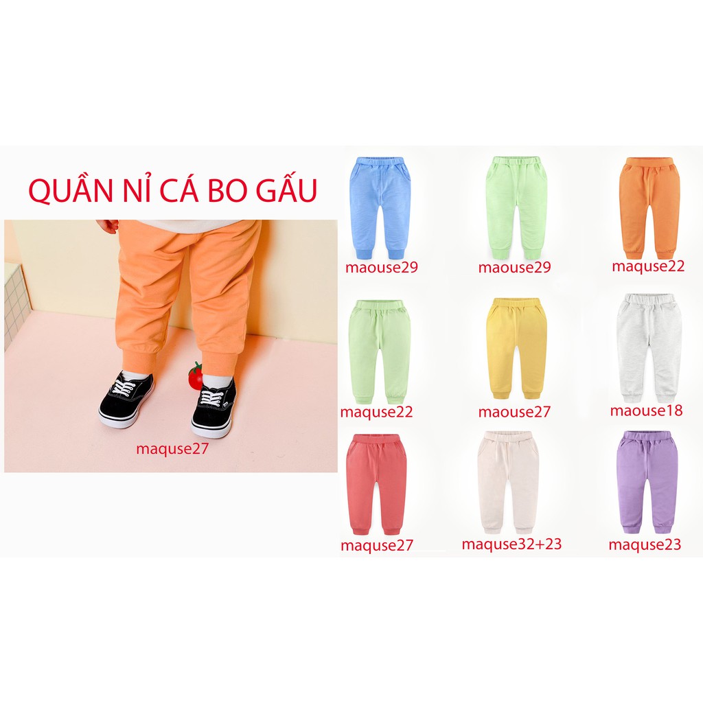 Quần nỉ bo gấu trơn màu các loại chính hãng MilkMile(90,100,110,120)