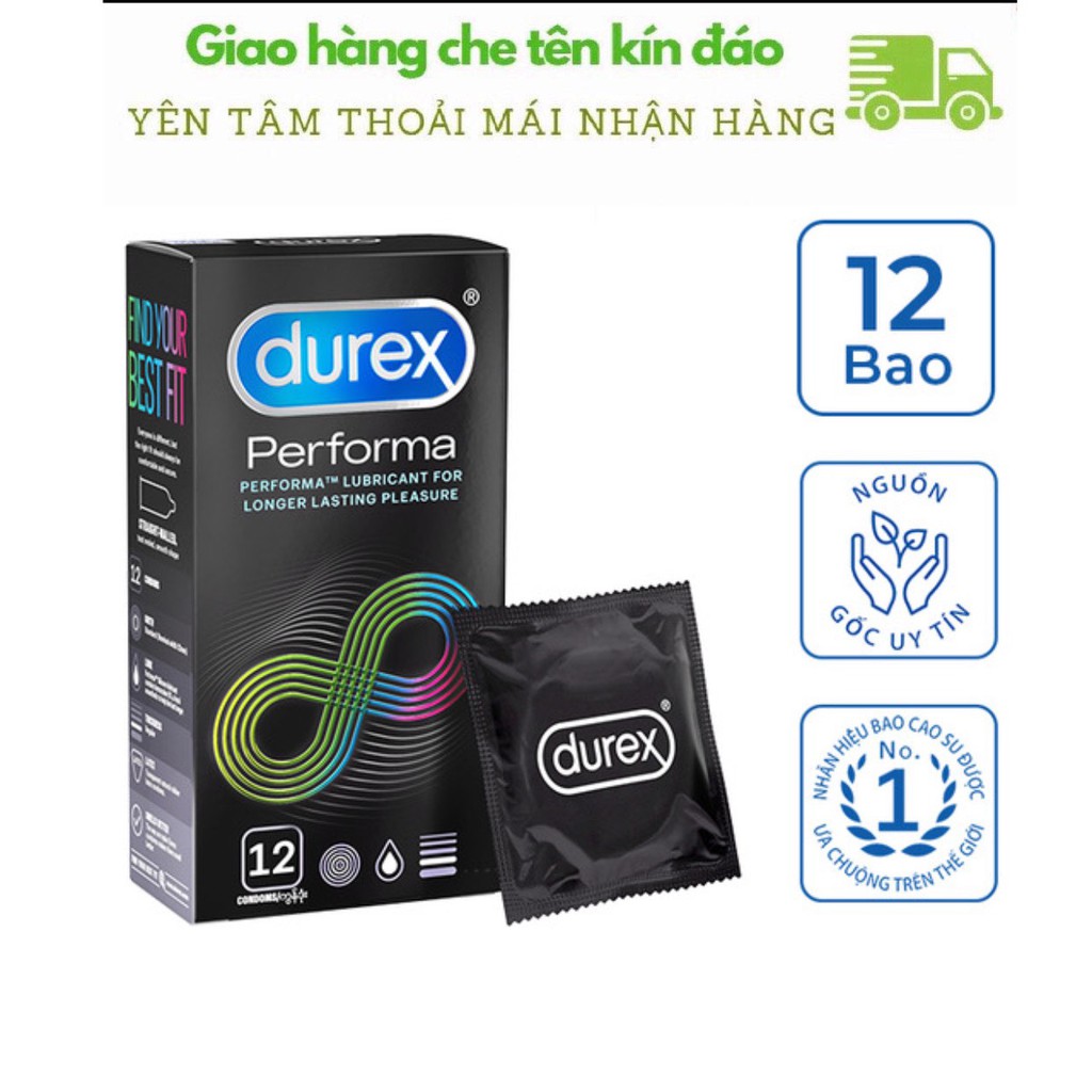 Bao cao su Durex Performa 12 bao (Chính hãng - Che tên sản phẩm khi nhận )
