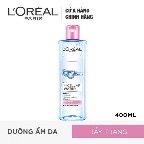 Nước tẩy trang Loreal  L'Oreal Paris 3 in 1 Micellar Water 400ml hồng / xanh sạch sâu / tươi mát chính hãng