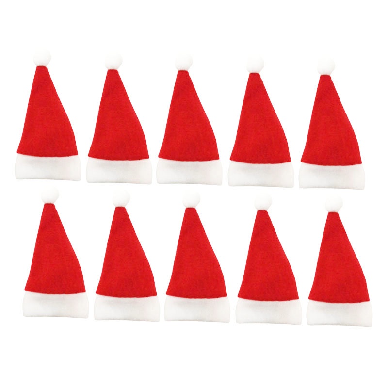 Set 10 Nón Ông Già Noel Dài 12cm Dùng Để Trang Trí Tiệc Giáng Sinh Mới