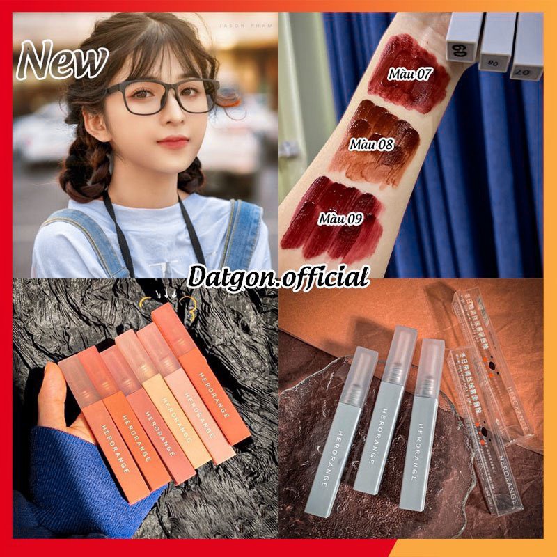 Son kem lì HERORANGE chính hãng nội địa trung vỏ cam vuông lên màu cực đẹp 2021