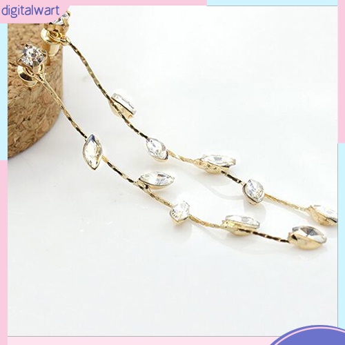 Cặp khuyên tai hình lá liễu dài đính đá quý nhân tạo sang trọng cá tính dành cho nữ