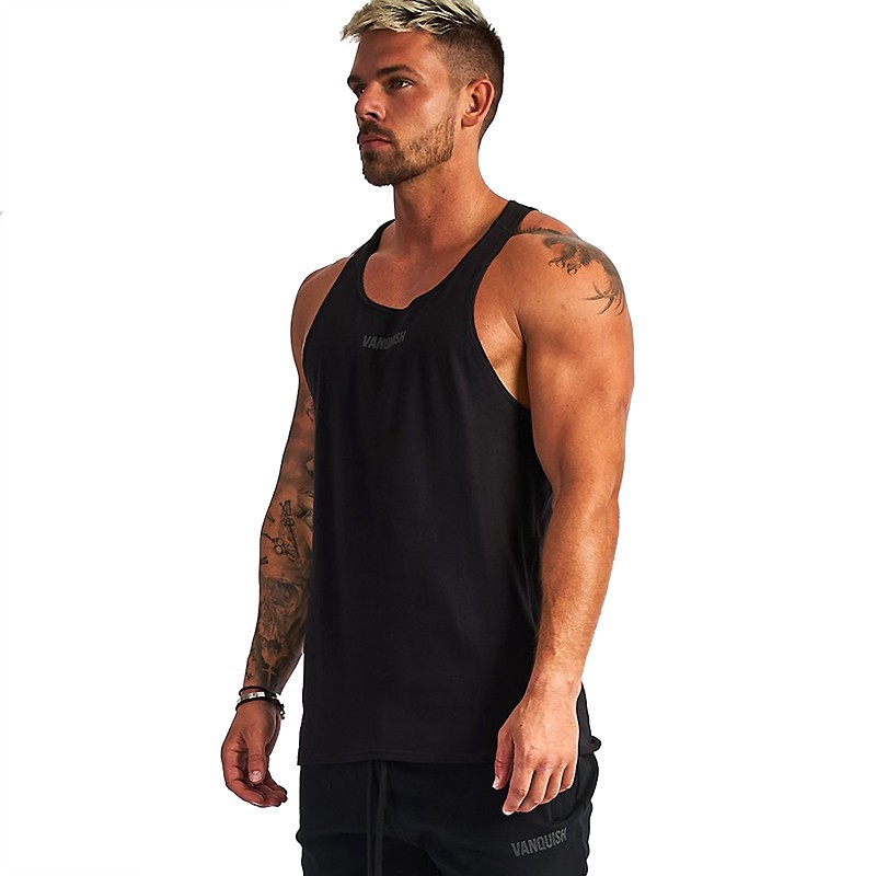 VQ Men's Cotton Sports Vest Gym Fashion Training Casual Tank Tops